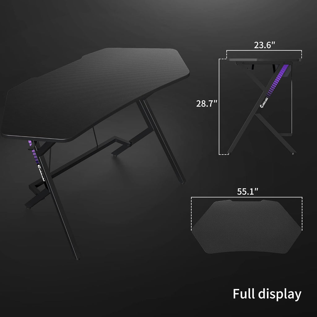 47 inch Gaming Desk with Carbon Fiber Surface and Cable Tray B563