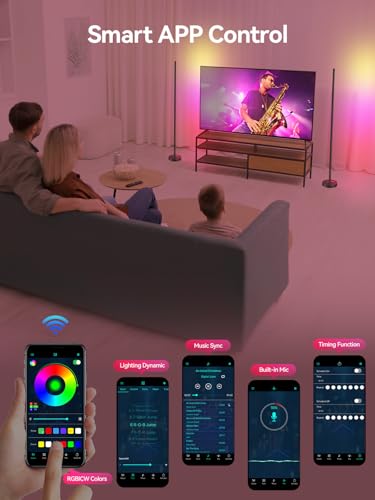 RGBICW LED Corner Floor Lamp with App & Remote Control K984