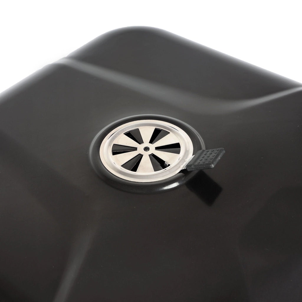 22 Square Steel Charcoal Grill with Foldable Side Shelf, Black Y625