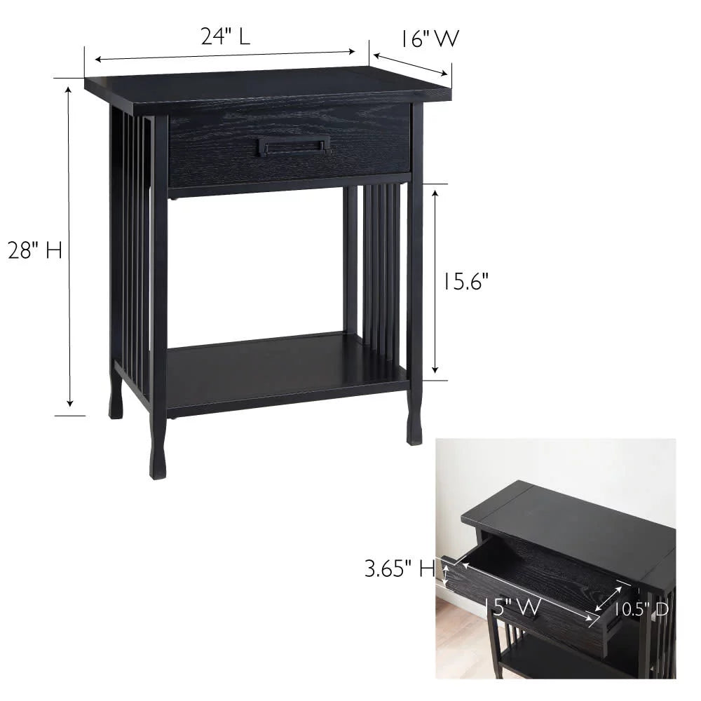Black One Drawer Nightstand Side Table A255831