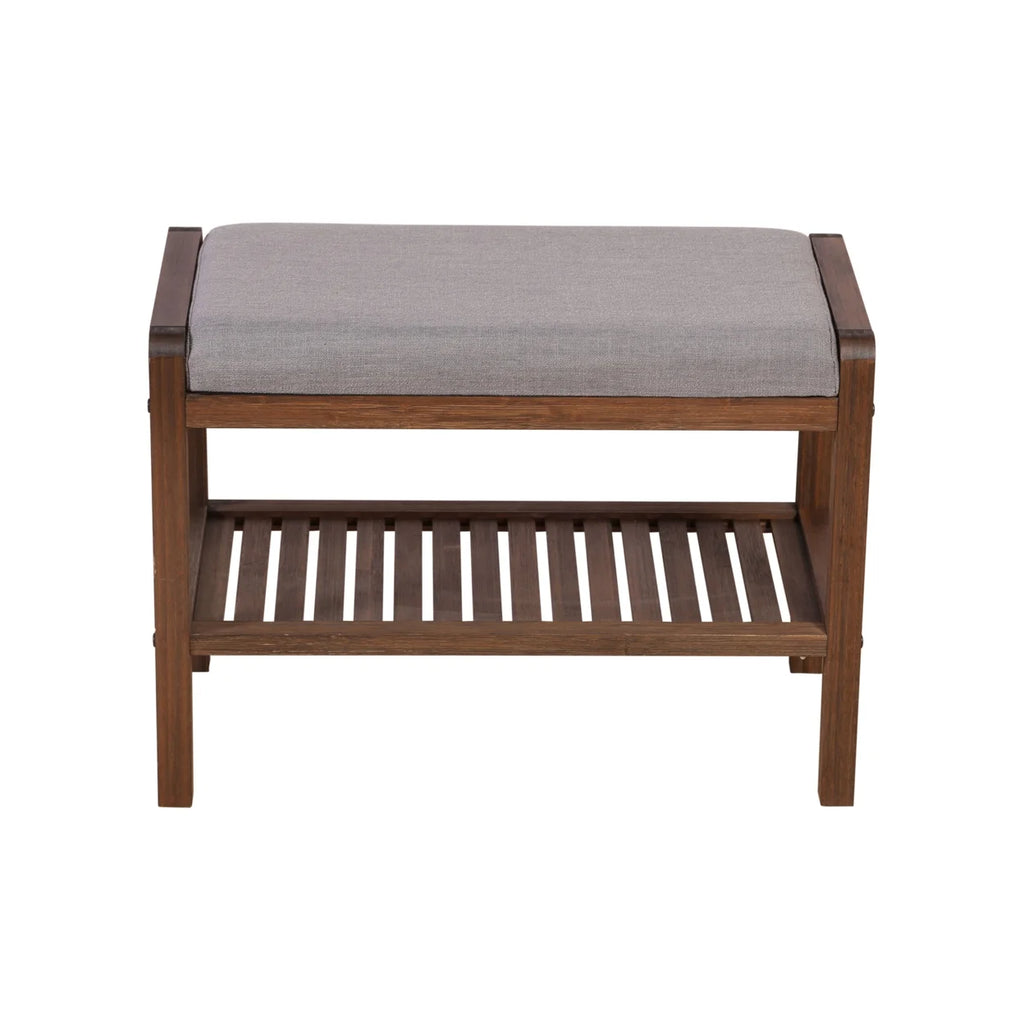 Solid Bamboo Padded Bench Dark Brown B992653
