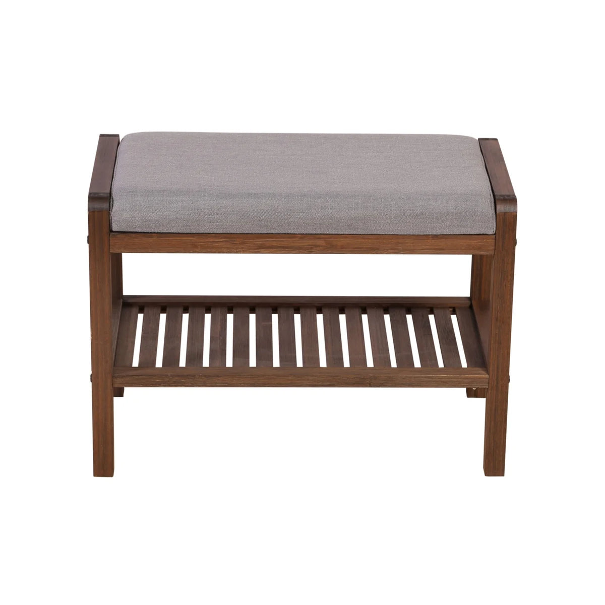 Solid Bamboo Padded Bench Dark Brown B992653