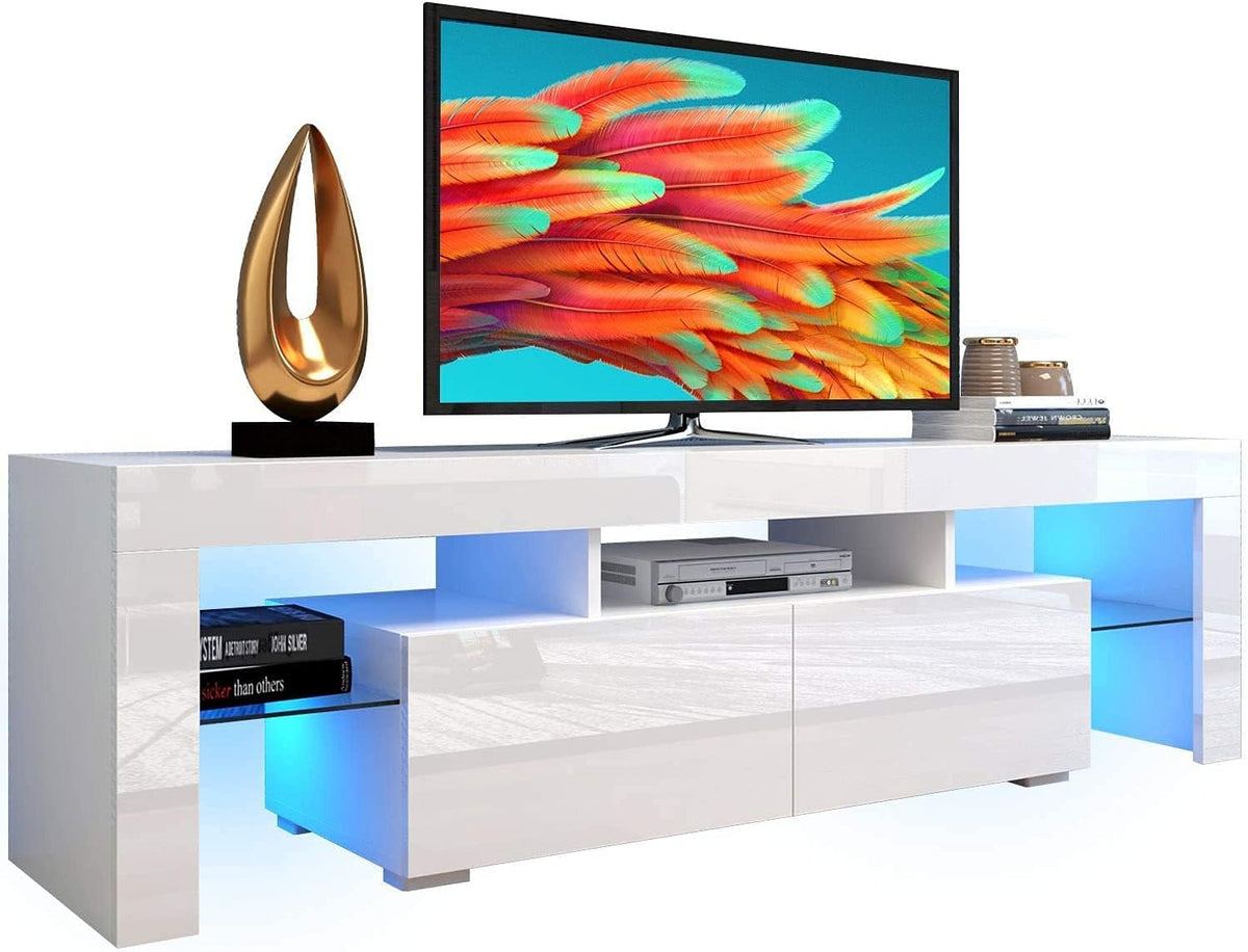 TV Stand with LED Lights 20 Color Effect and Storage Cabinet J744