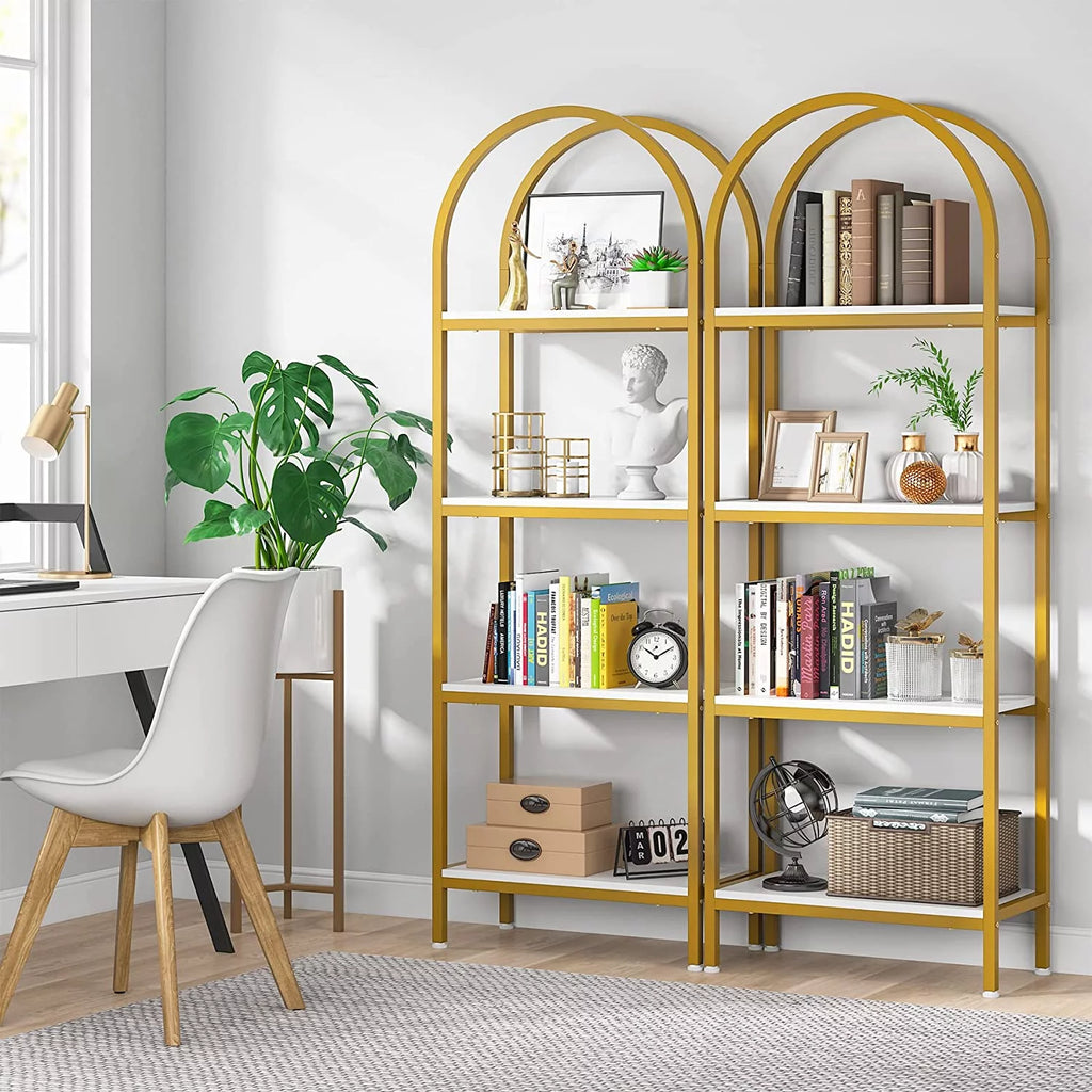 4-Tier 70.8" Arched Bookshelf with Metal Frame K321891