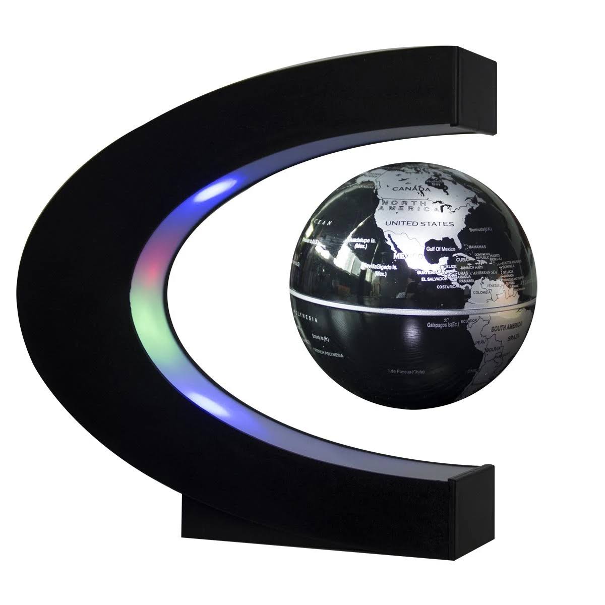 Floating Globe with LED Lights Black-Silver N408954
