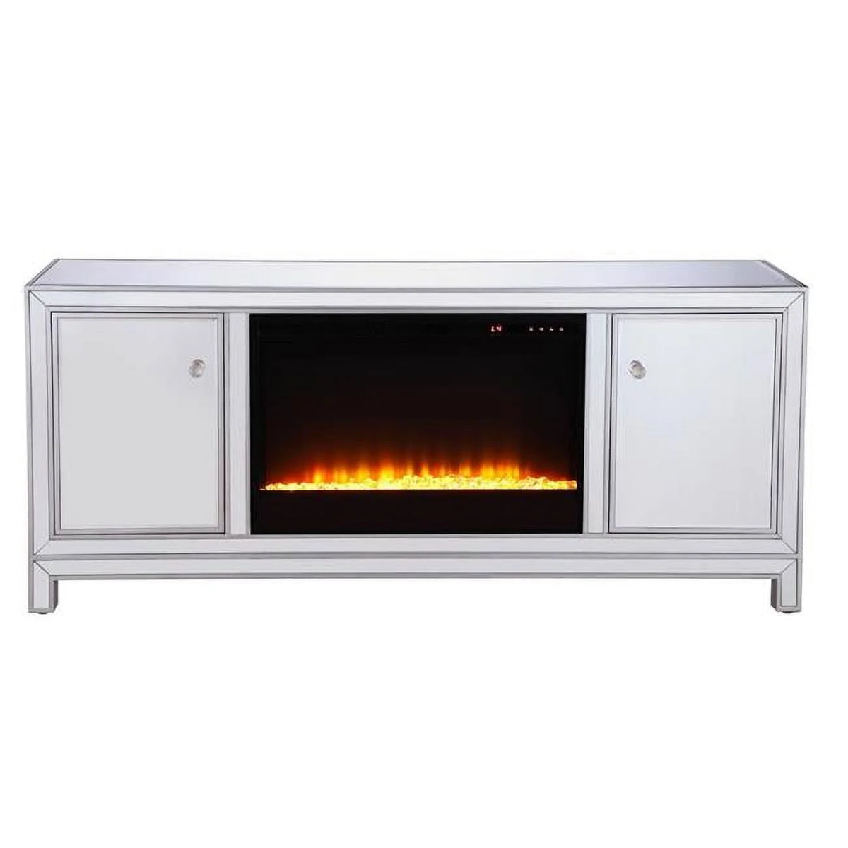 60 in. Mirrored TV Stand with Crystal Fireplace Insert B954091