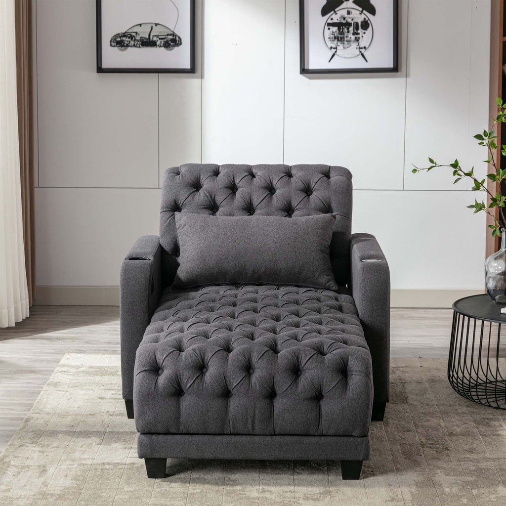 Gray 3 in 1 Sleeper Sofa with Pillow C95734