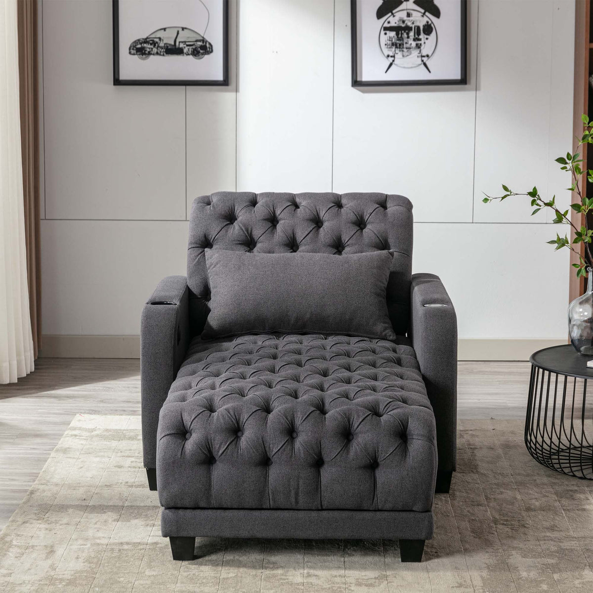 Gray 3 in 1 Sleeper Sofa with Pillow C95734