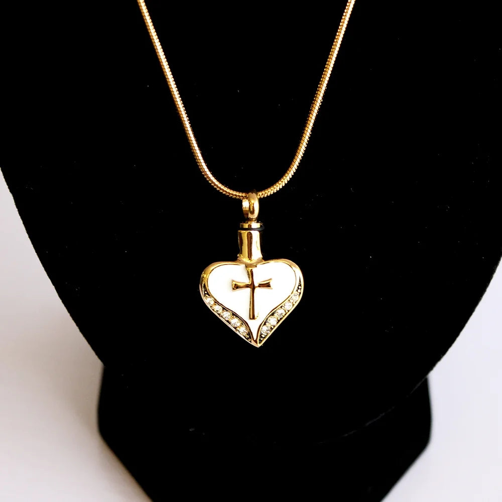 Stainless Steel Heart Urn Ashes Holder Pendant with Velvet Jewelry Box X2422