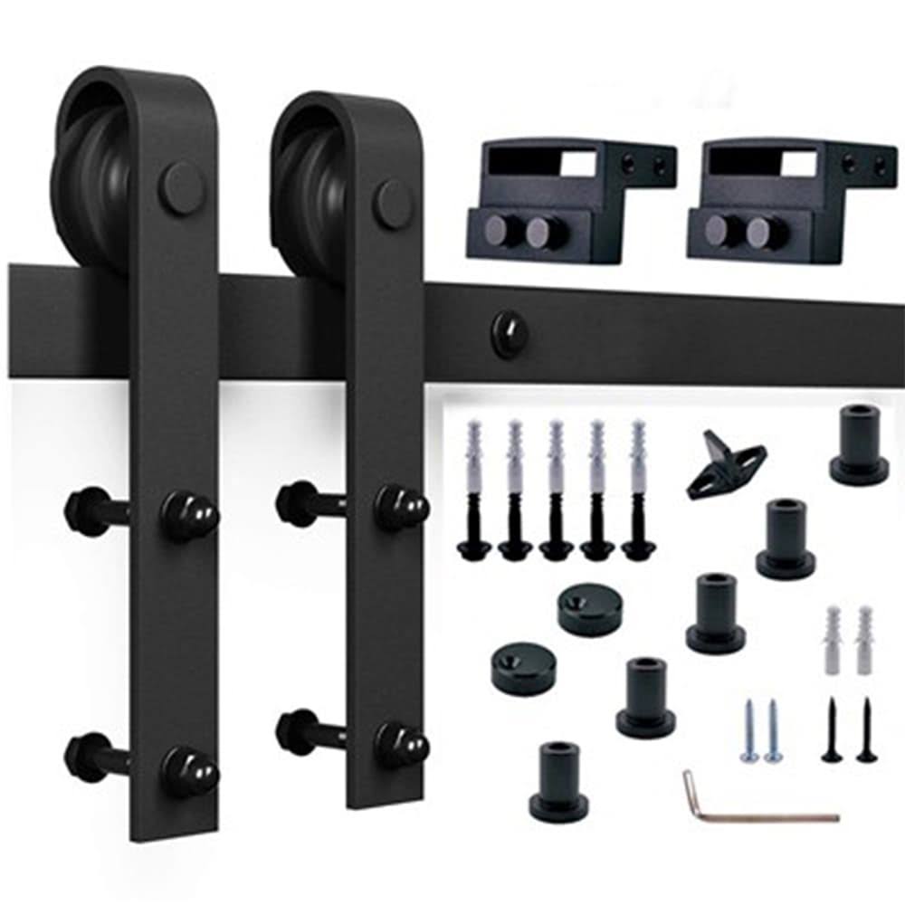 Red Oak Paneled Wood Barn Door with Installation Hardware Kit X516