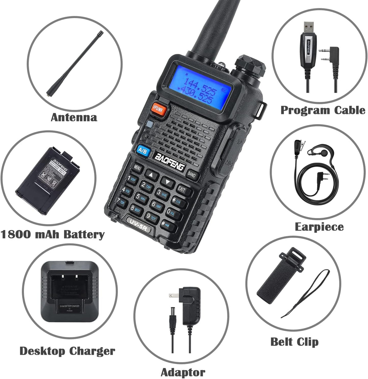 2 Pcs Dual Band Amateur Radio VHF/UHF Walkie Talkie J189063