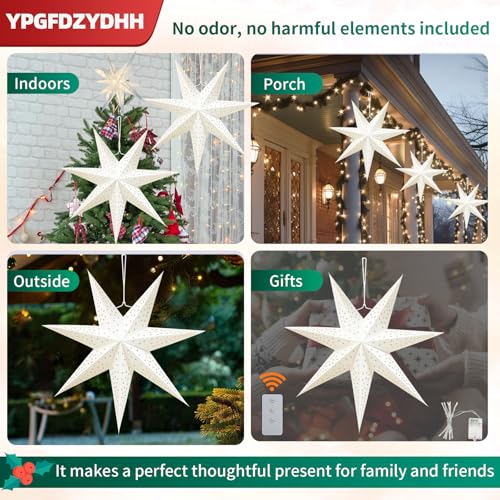 23" 7-Point Paper Star Lantern with LED Lights and Remote T42239