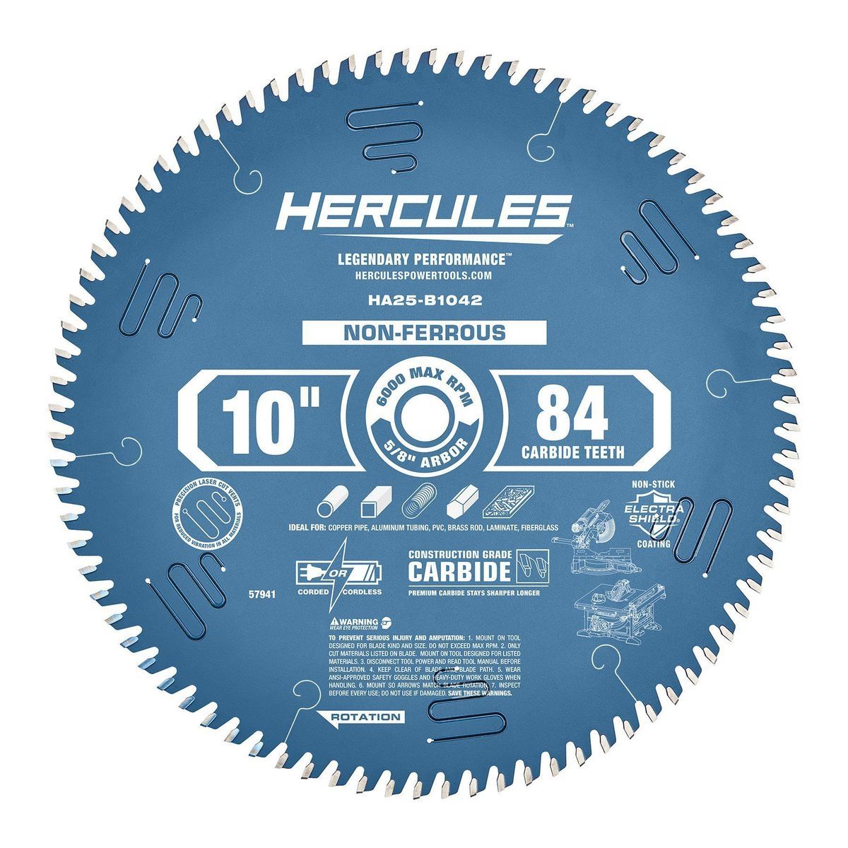 10 in. 84T Laminate Plastics Nonferrous Metal-Cutting Miter and Table Saw Blade Z6186