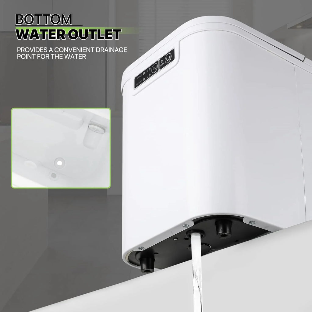 White Countertop Ice Maker Machine with Ice Scoop and Basket T566