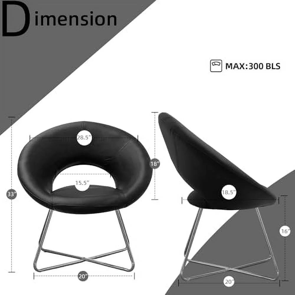 PU Leather Accent Chairs Set of 2 with Chrome Steel Legs O40405