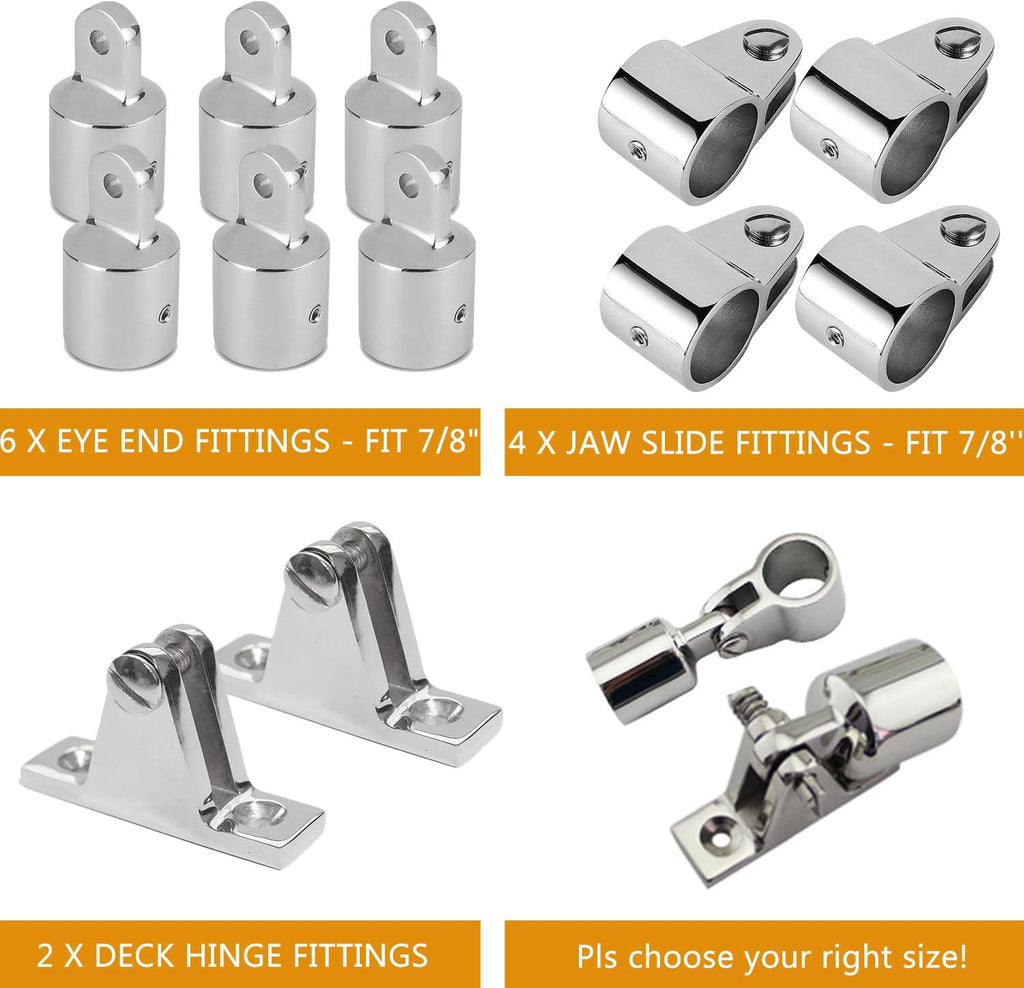7/8 Bimini Top 3-Bow Stainless Steel Boat Hardware 12Set H563