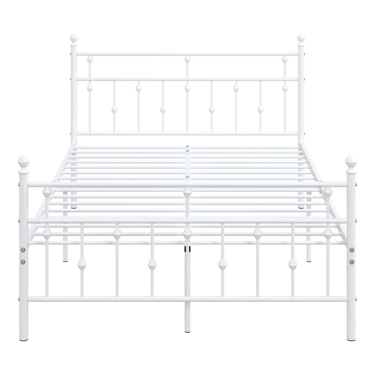 White Full Size Metal Platform Bed Frame with Headboard Footboard C823