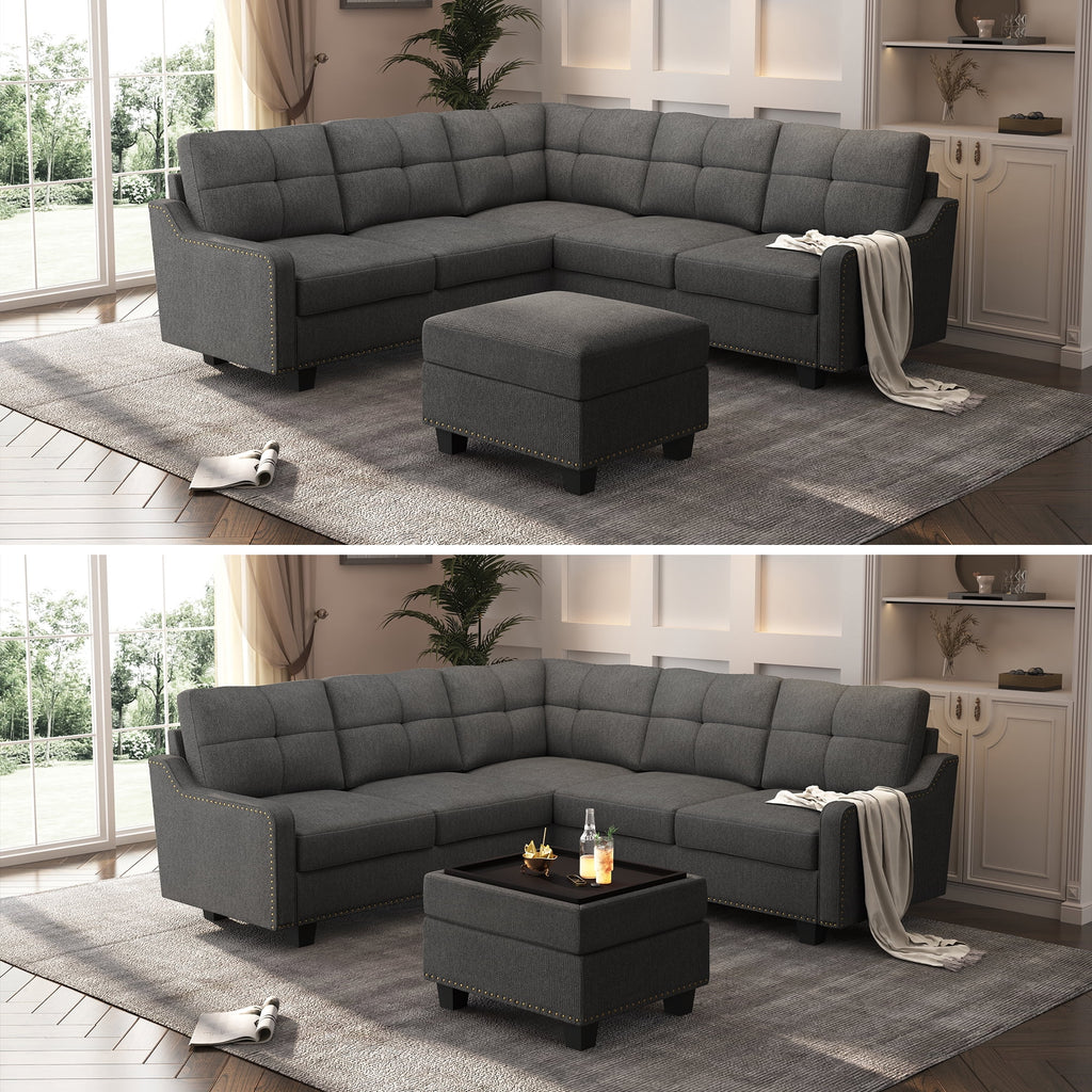 Dark Gray Storage Ottoman H616058