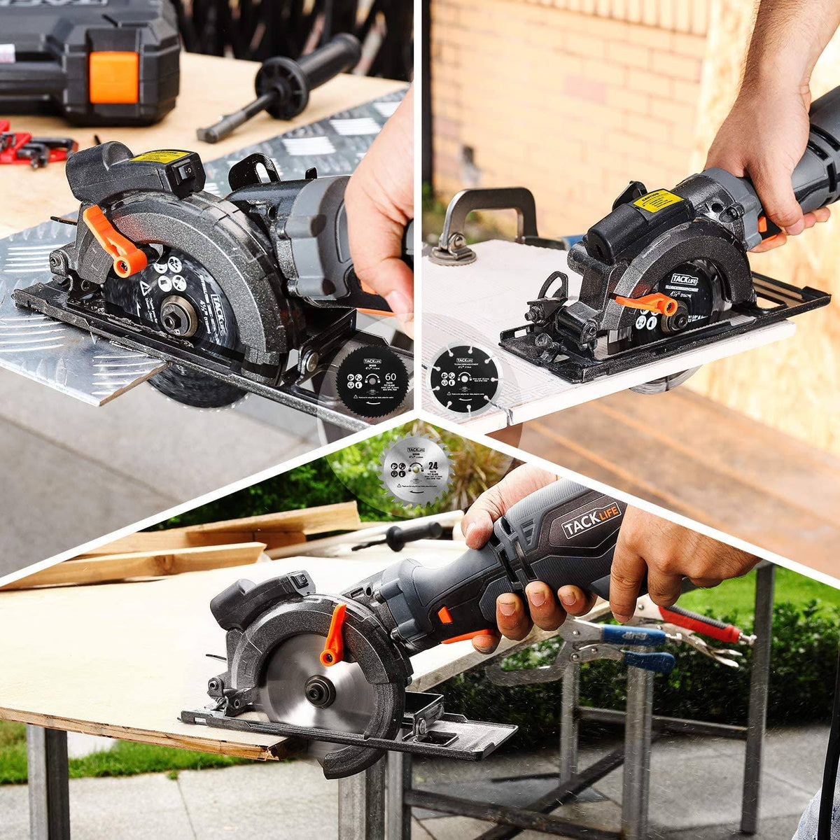 Circular Saw with Metal Handle, 6 Blades, Laser Guide V220578