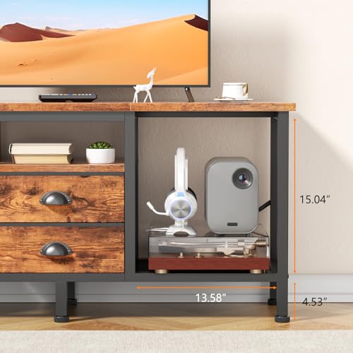 42 Inch TV Stand with Power Outlets and 2 Fabric Drawers X5684