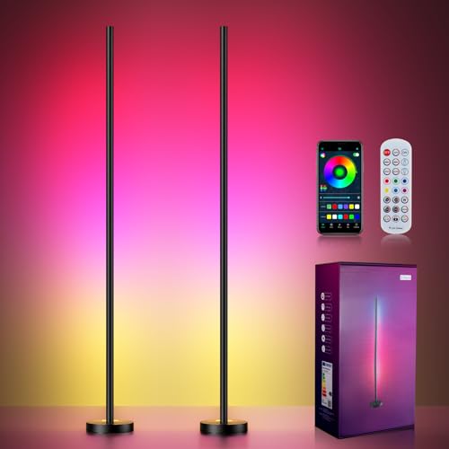 RGBICW LED Corner Floor Lamp with App & Remote Control K984