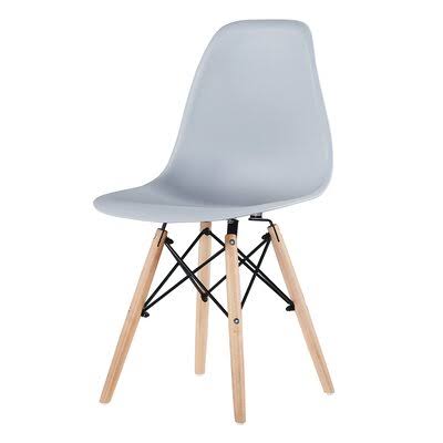 Gray Side Chair with Natural Wood Legs B172