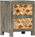 Gray Solid Mango Wood Bedside Cabinet G474