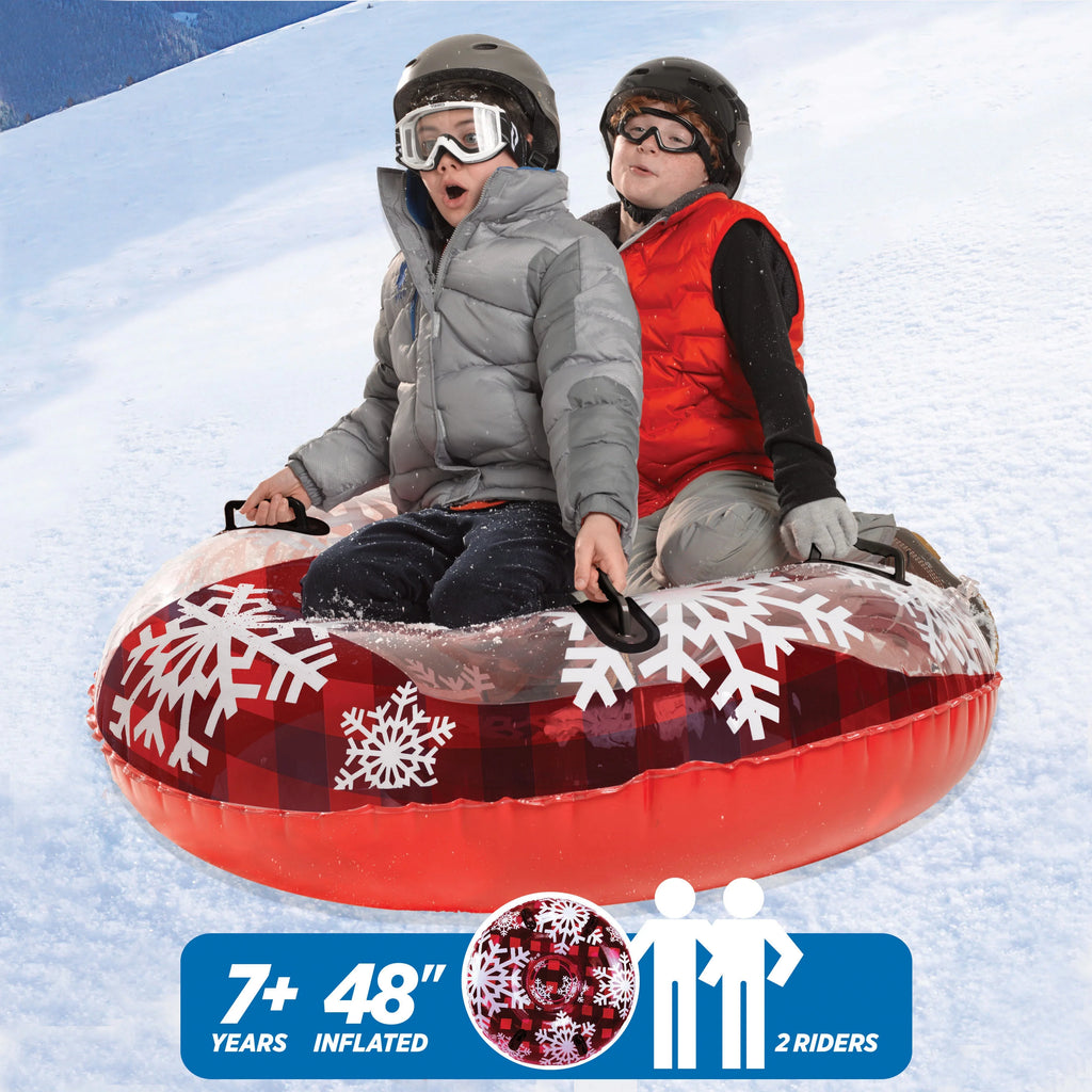 Red Plaid Transparent Snow Tube - 48" Y62268