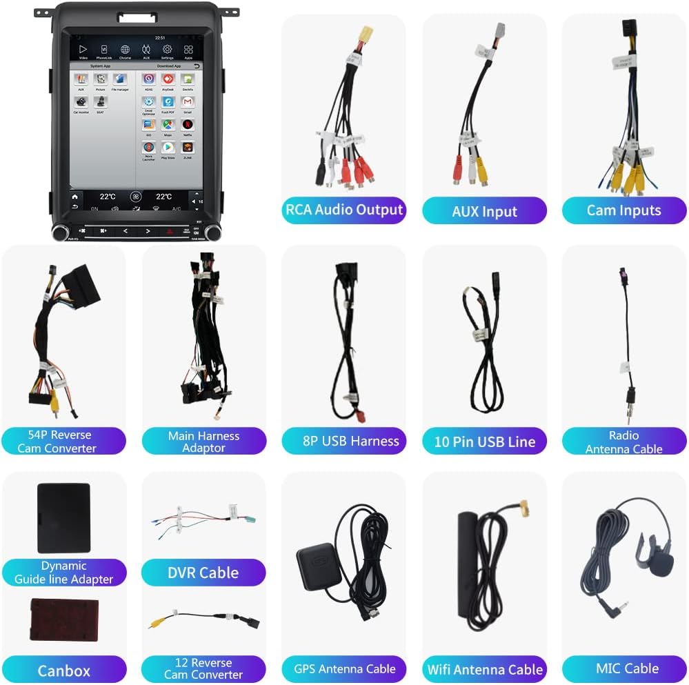 12.1 Inch Car Stereo Radio with Carplay Android Auto O378