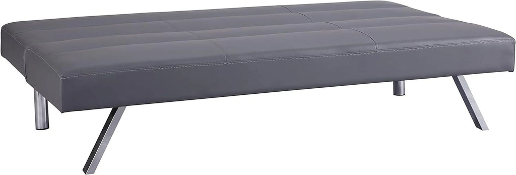 Faux Leather Convertible Futon Sofa Bed with Chrome Legs S84564