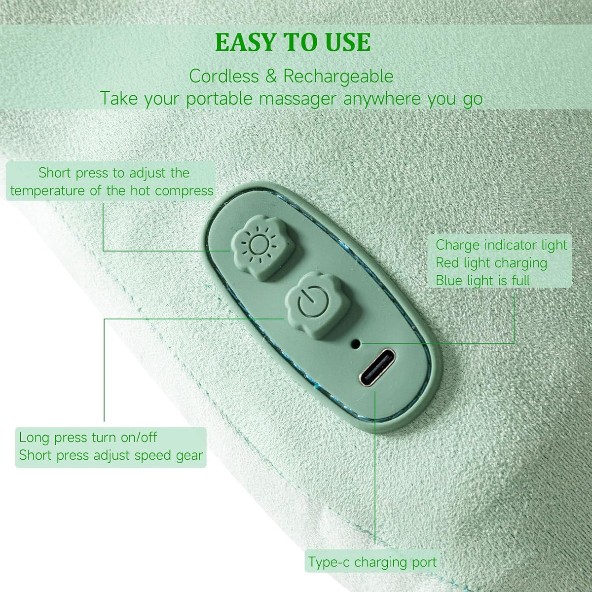 Cordless Shiatsu Back Massager with Heat M17019