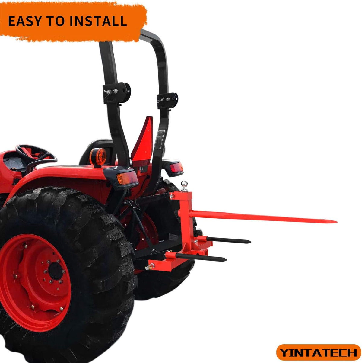 49” Hay Spear 3000lbs Capacity with 2 Stabilizers, 3 Point Trailer Hitch 2" Receiver with Trailer Ball Gooseneck Drawbar for Category 1 Tractor V13191