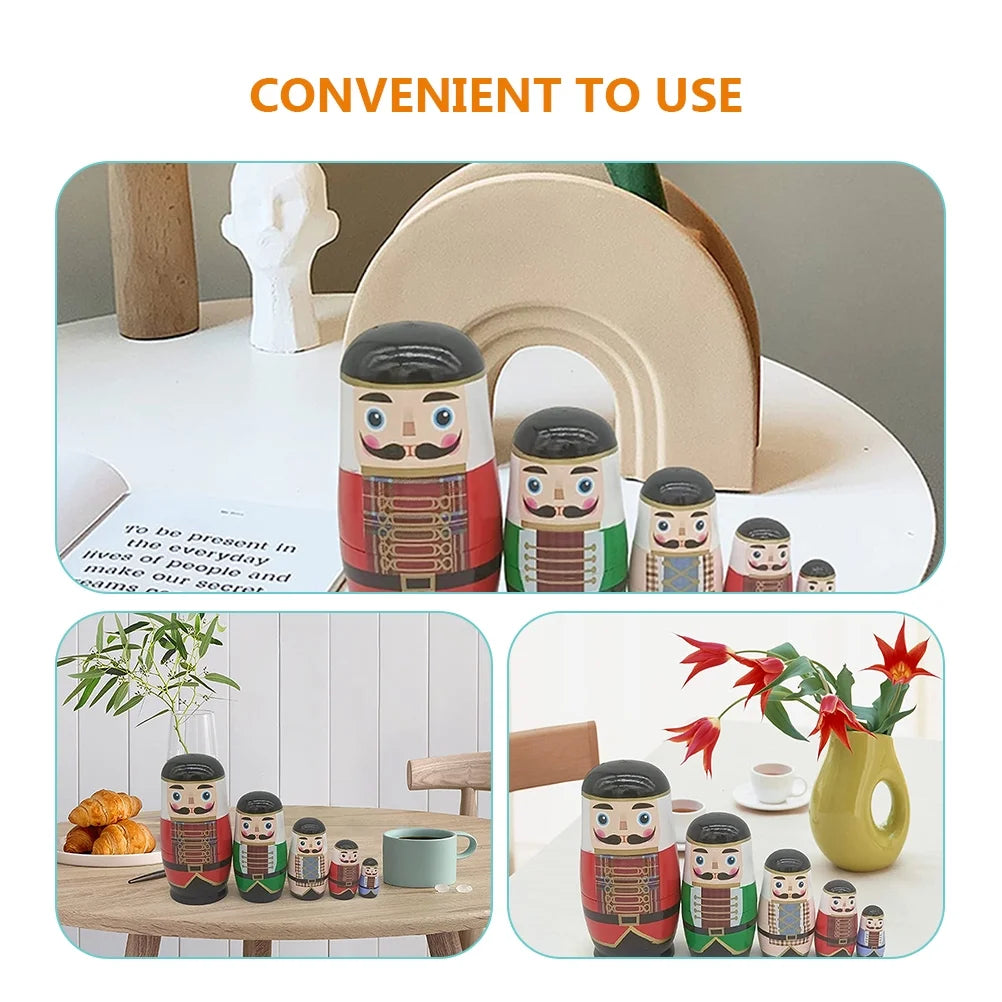 Nutcracker Russian Nesting Toys Wooden Stacking Dolls O899