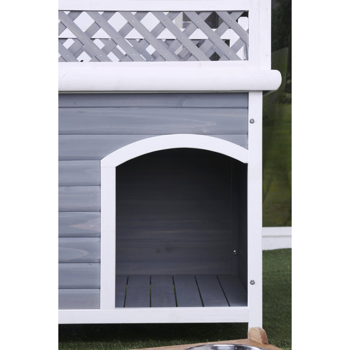 Grey Solid Wood Pet House V88818