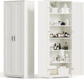 White 70" Tall Storage Cabinet with 2 Doors and 6 Adjustable Shelves B1313