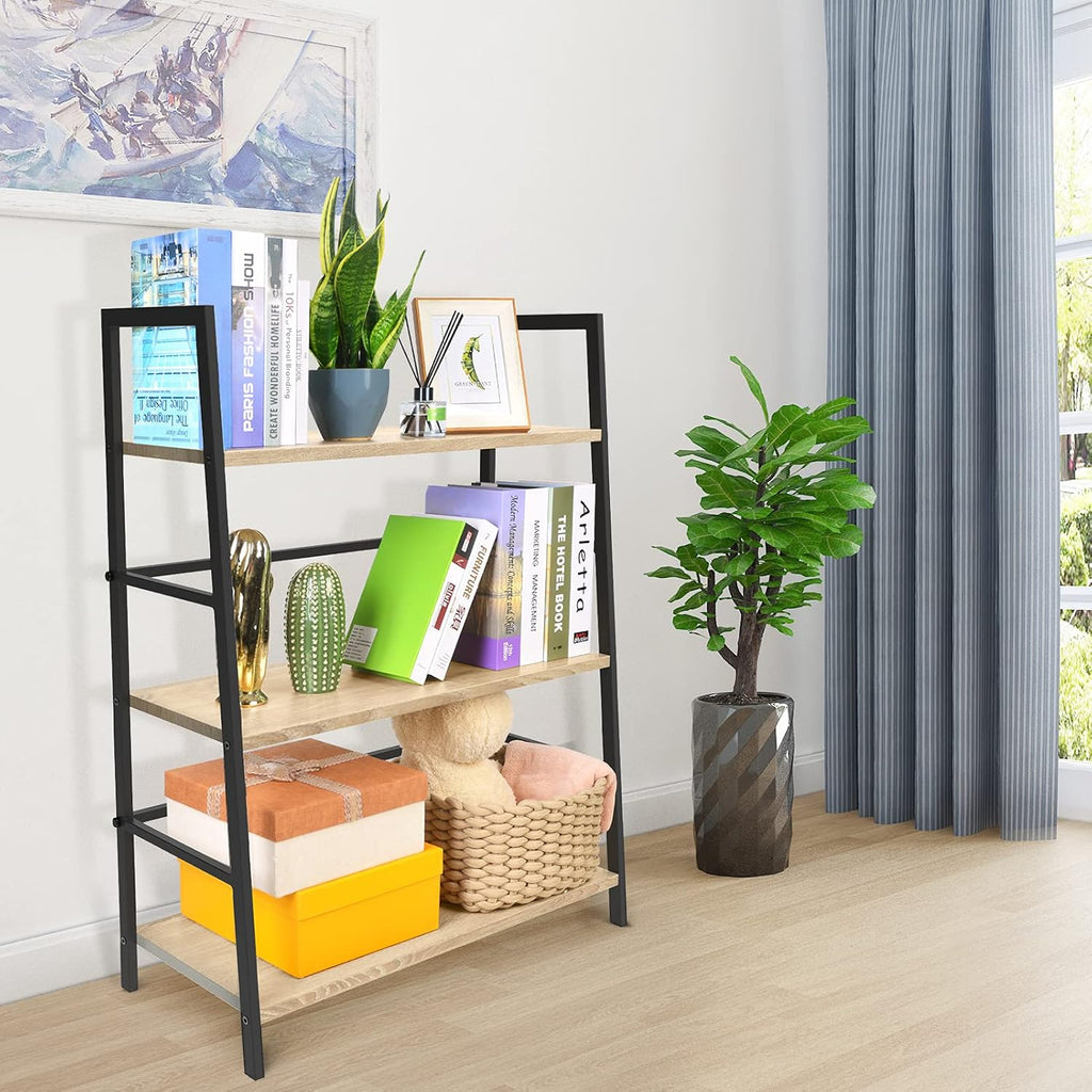 3-Tier Wood Bookshelf with Metal Frame T1645