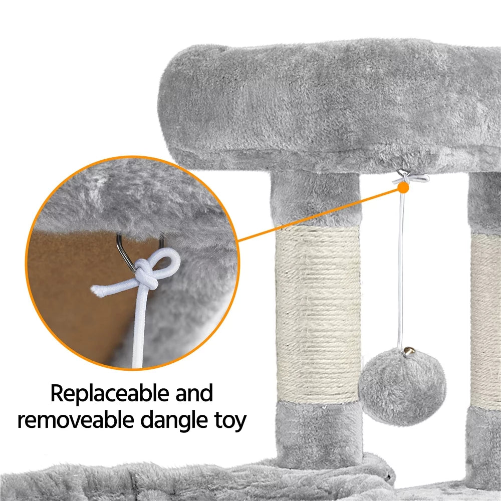 Light Gray Multilevel Cat Tree Tower with Condo and Perches C66100