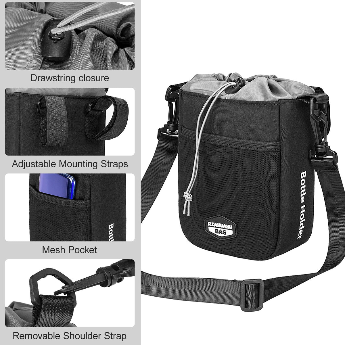 Insulated Bicycle Handlebar Water Bottle Holder Bag D64329