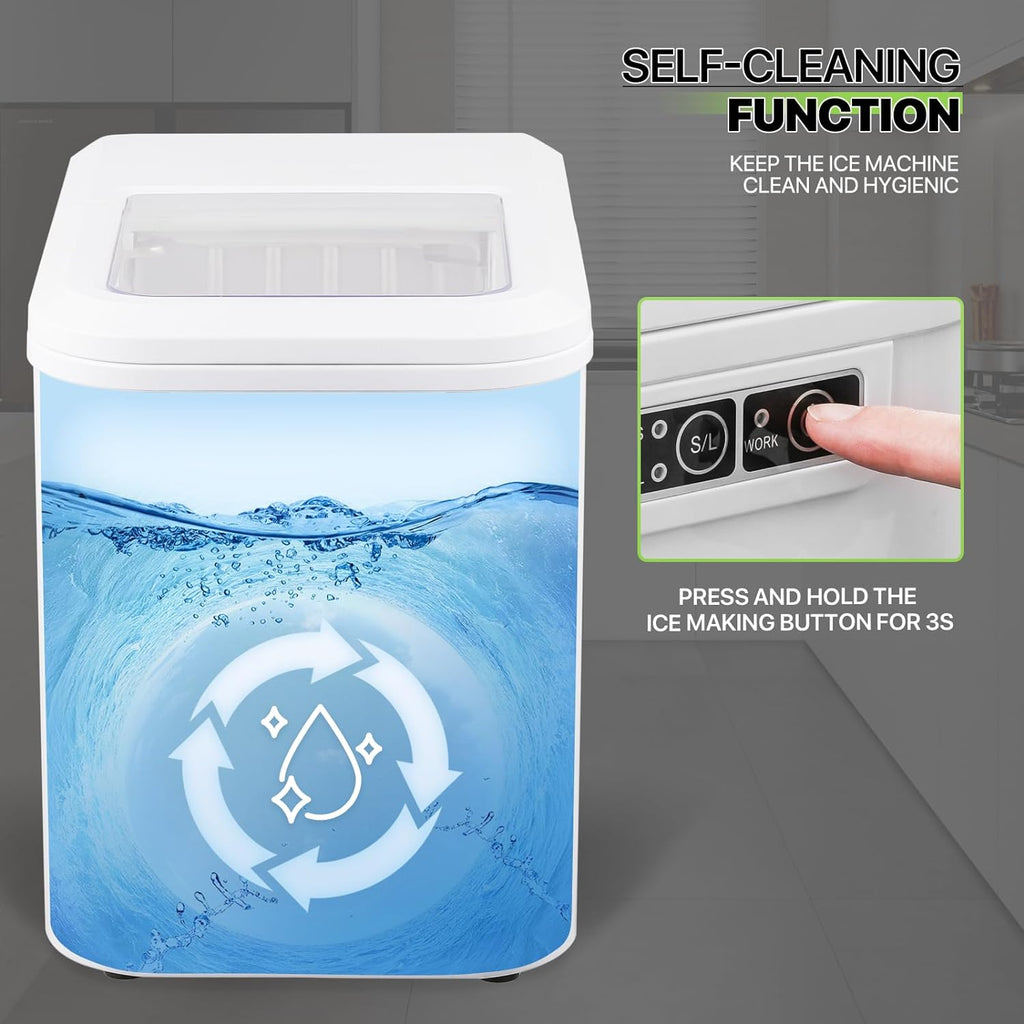 White Countertop Ice Maker Machine with Ice Scoop and Basket T566