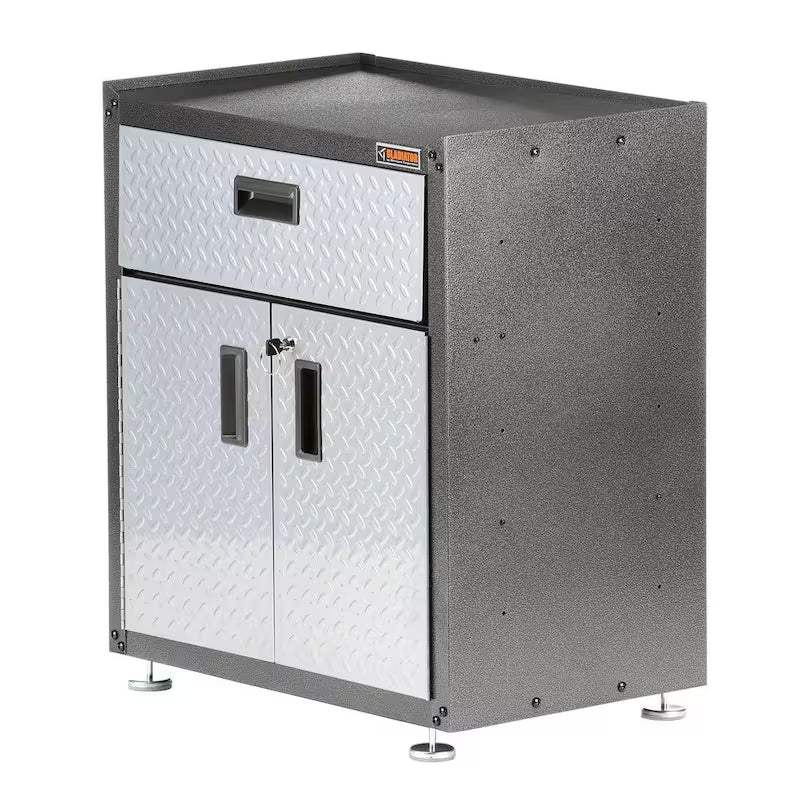Steel Freestanding Garage Cabinet in Silver Tread H867