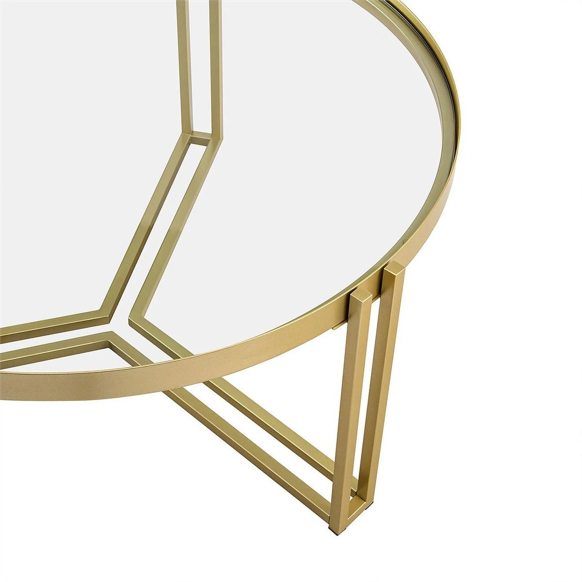 Round Glass and Metal Coffee Table J559104