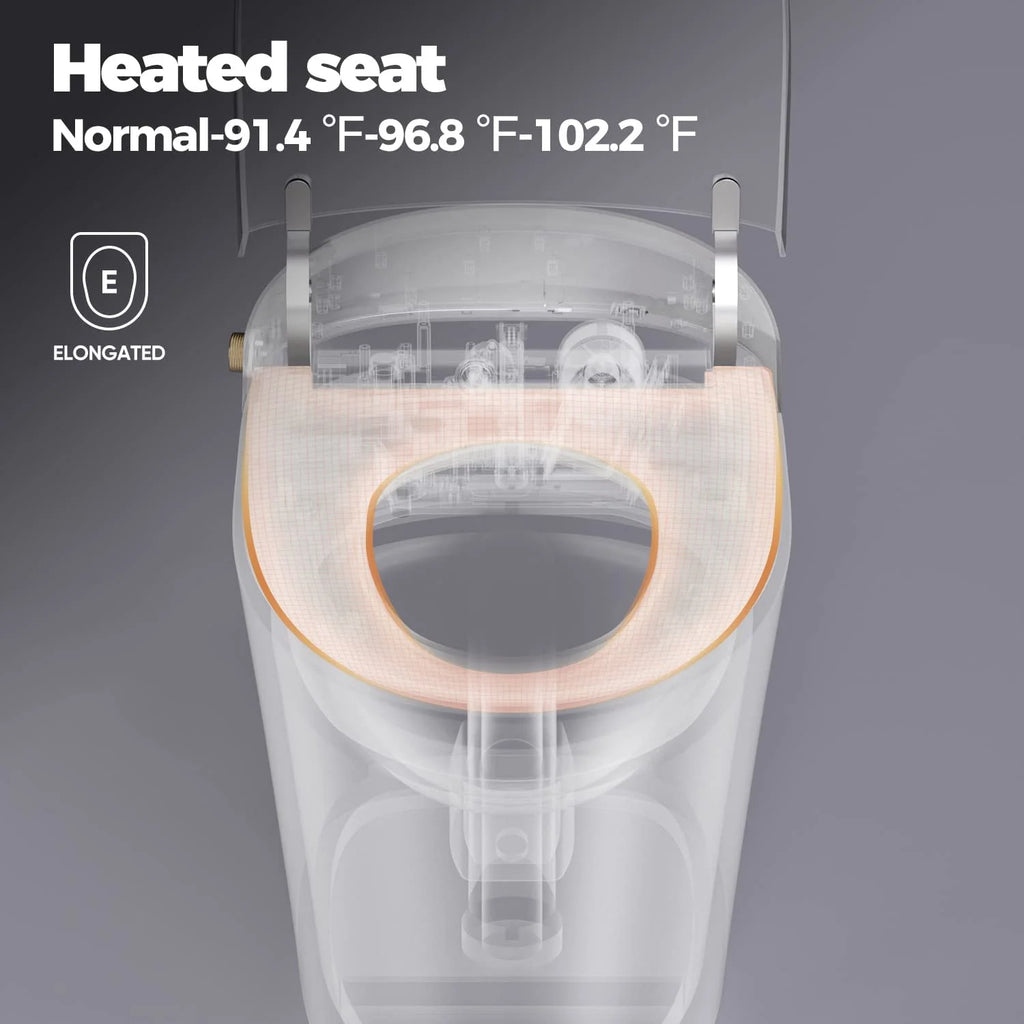 Smart Toilet with Heated Bidet, Dryer, Warm Water, Heated Seat, Auto Close, Tankless, Remote Control A764