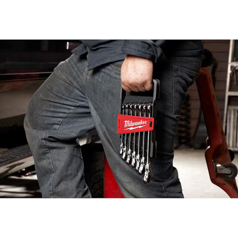 11-Piece Flex-Head Ratcheting Combination Wrench Set Metric G159479