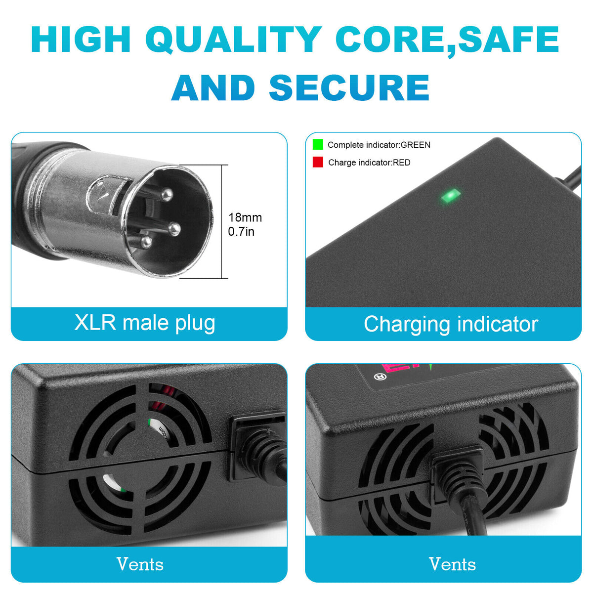 54.6V 2A Charger for 48 Volt Li-Ion Battery Pack Electric Bike D158
