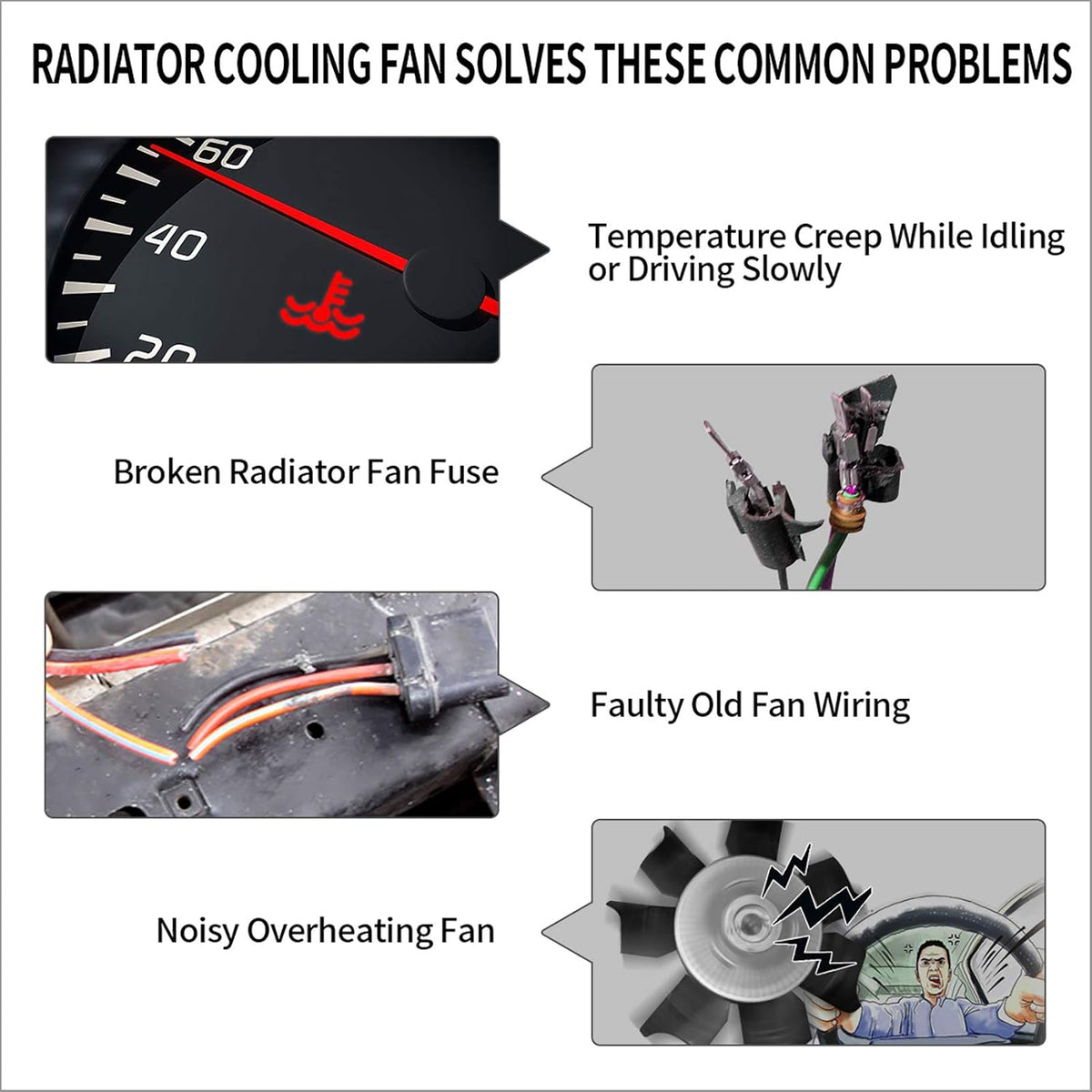 2x12 Inch Electric Radiator Cooling Fan 1750 CFM 12 Volts 80 Watts Pack of 2 U1468
