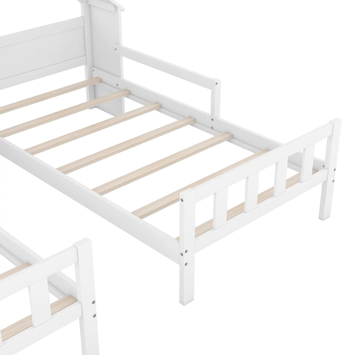 White Double Size Platform Bed with House-Shaped Headboard D365