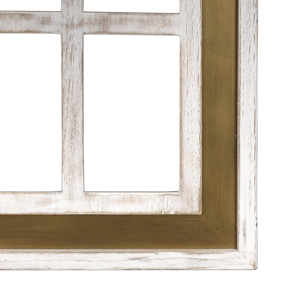 Distressed White and Gold Cathedral Window Wall Decor V482