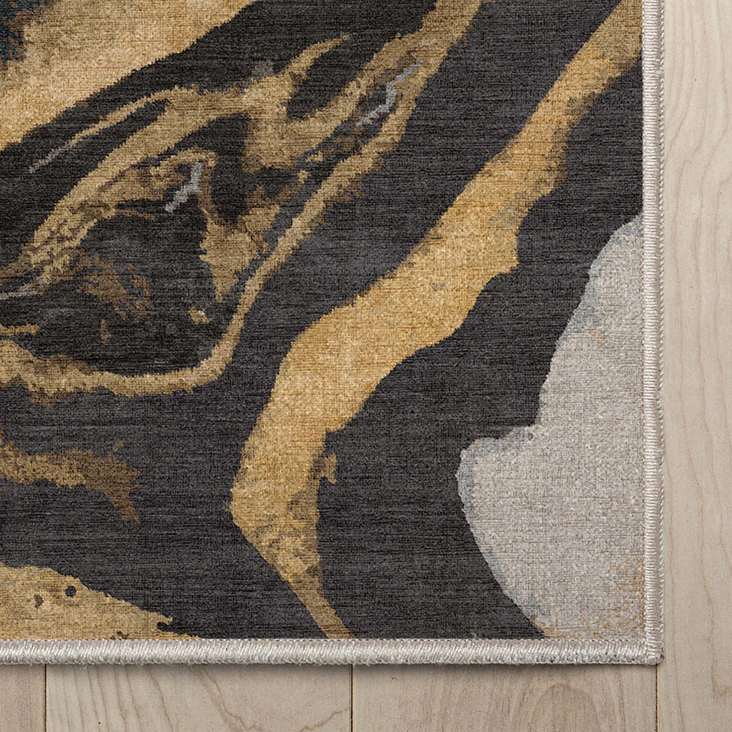 Black Gold Flatweave Area Rug Q722