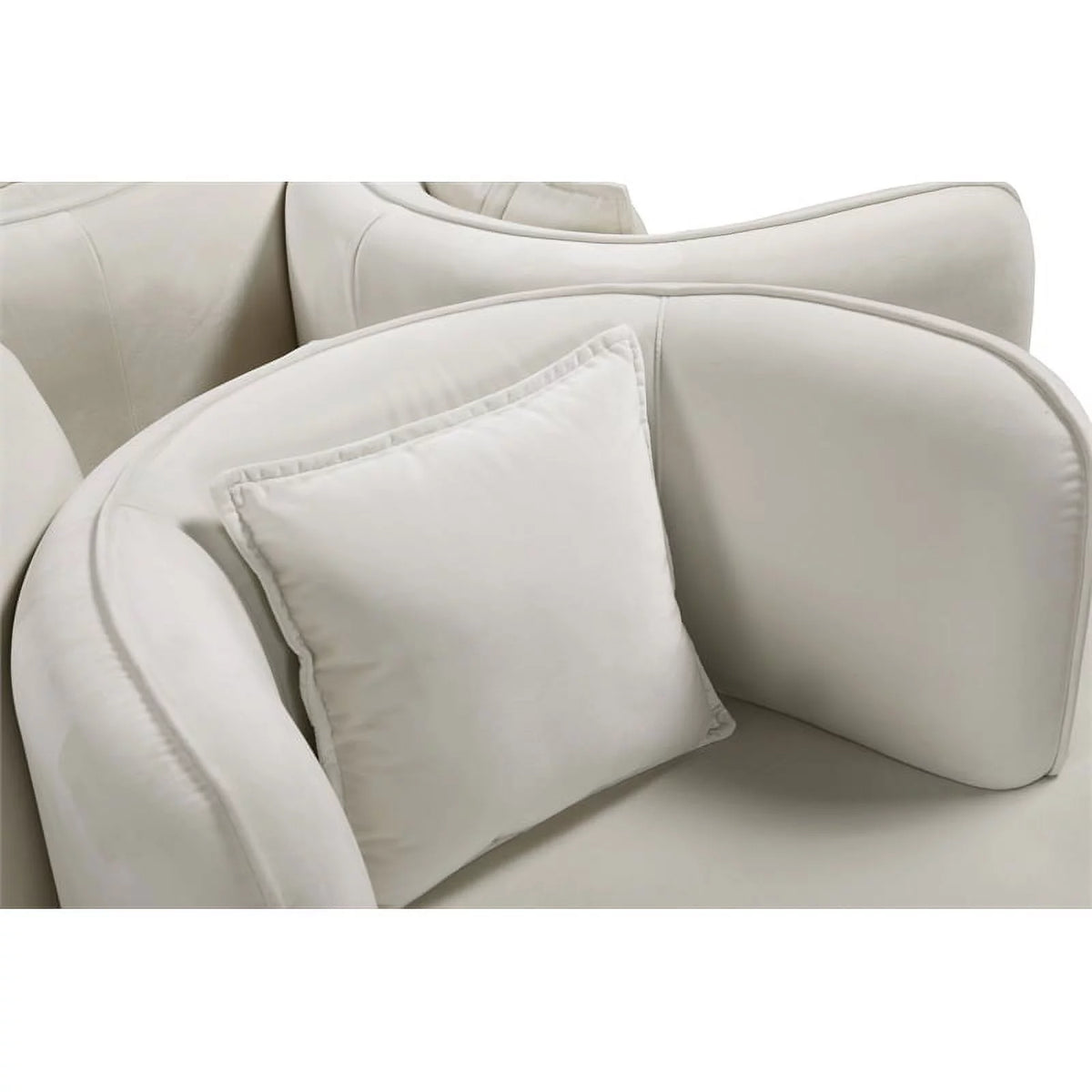 Cream Velvet Roundabout Sofa with Gold Iron Legs L977983