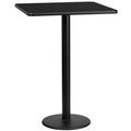 Square Black Laminate Table Top with Round Bar Height Table Base S167410